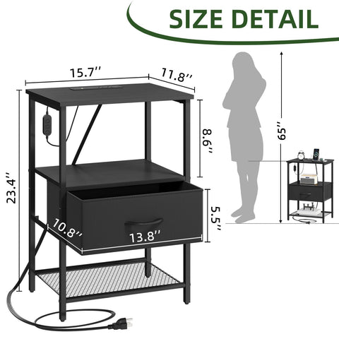 Somdot nightstand assembly shows labeled parts and included tools for easy setup.