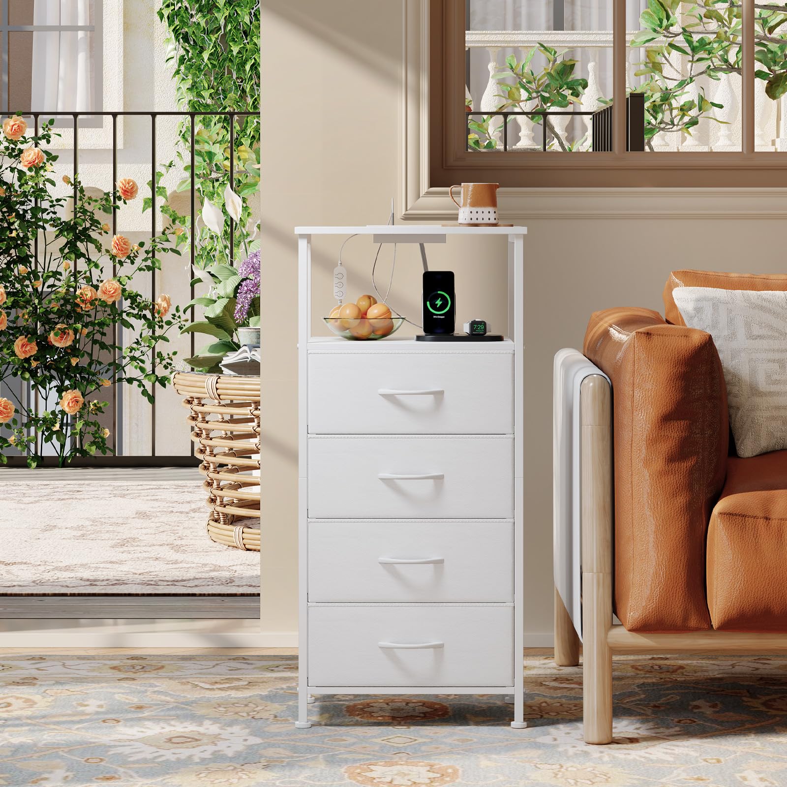 Somdot nightstand fits bedrooms or dorm rooms with tidy storage