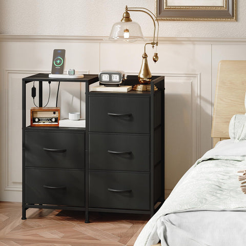 Somdot nightstand drawer capacity showing reliable weight support