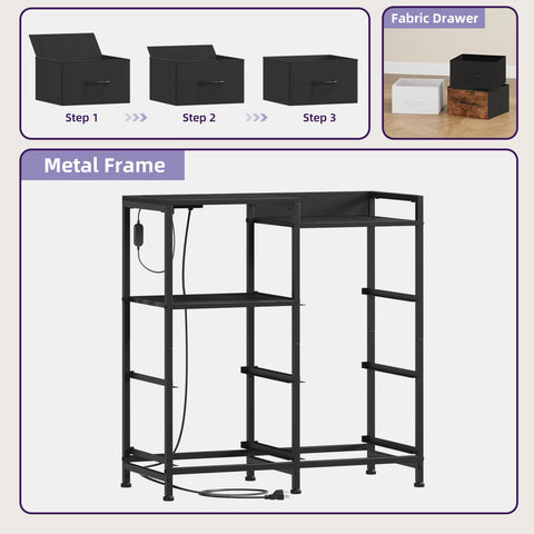 Somdot nightstand easy assembly with labeled parts and included tools