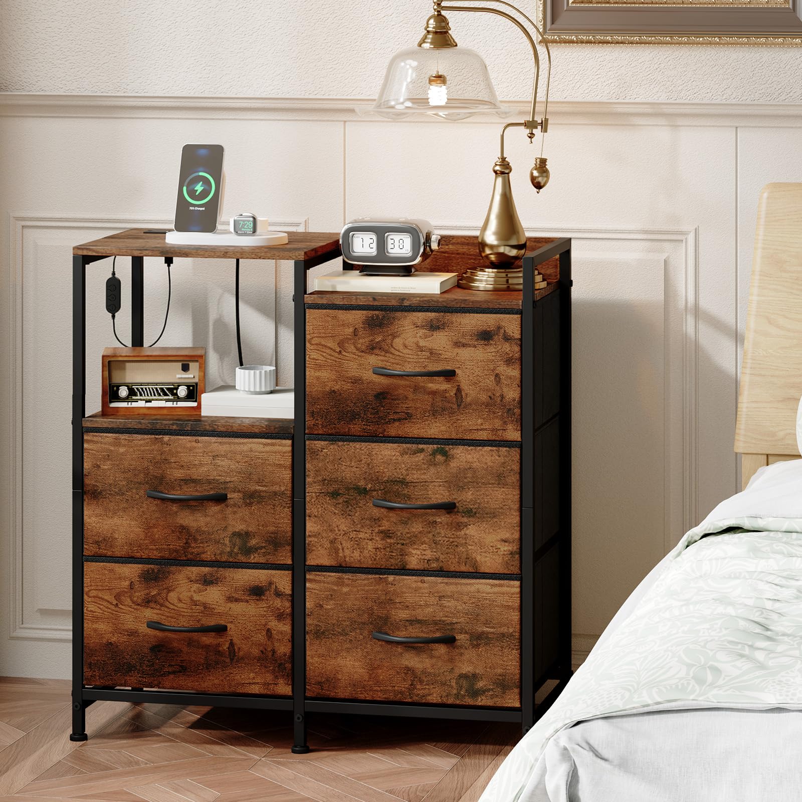 Somdot nightstand easy assembly with labeled parts and clear instructions.
