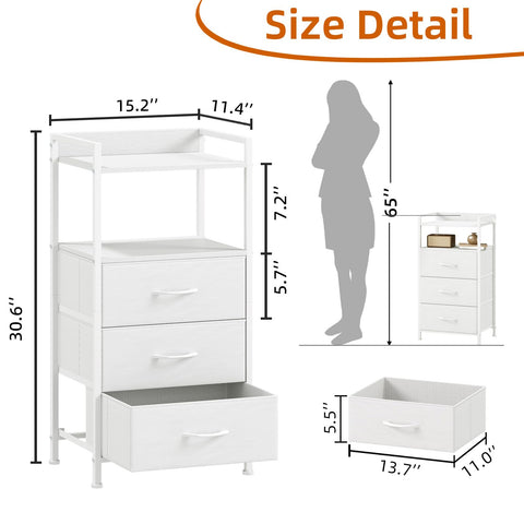 Somdot nightstand fabric drawer close-up showing lightweight PVC material