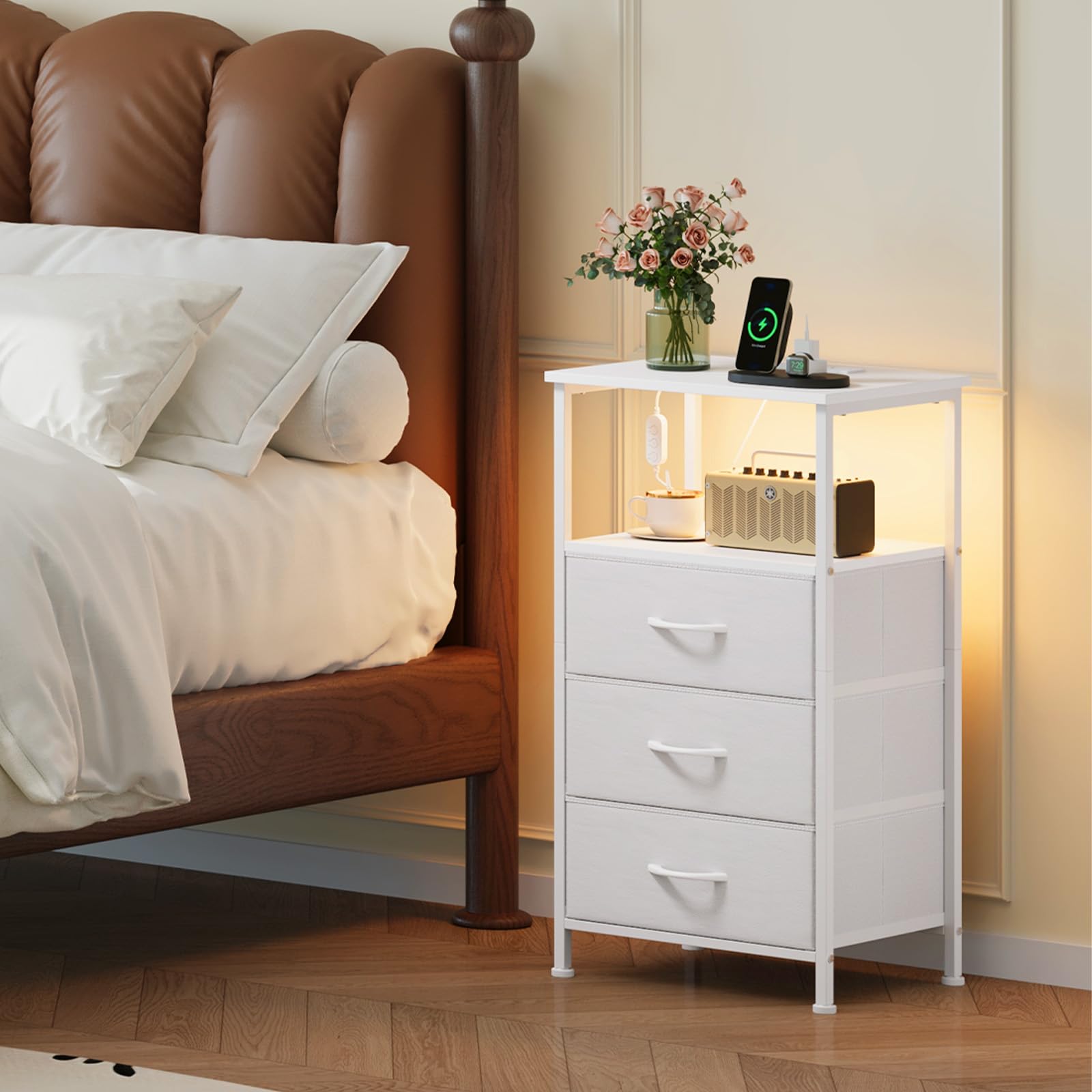 Somdot LED nightstand lights create ambient room glow for relaxation.