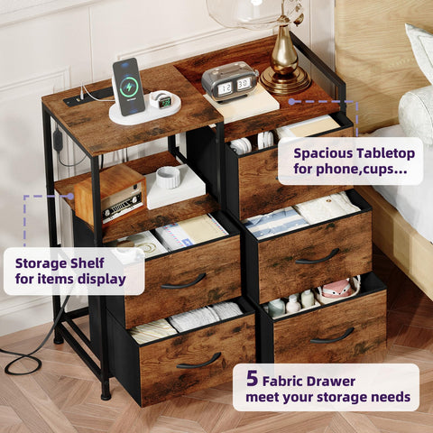 Somdot nightstand open shelf for books and decorative items.