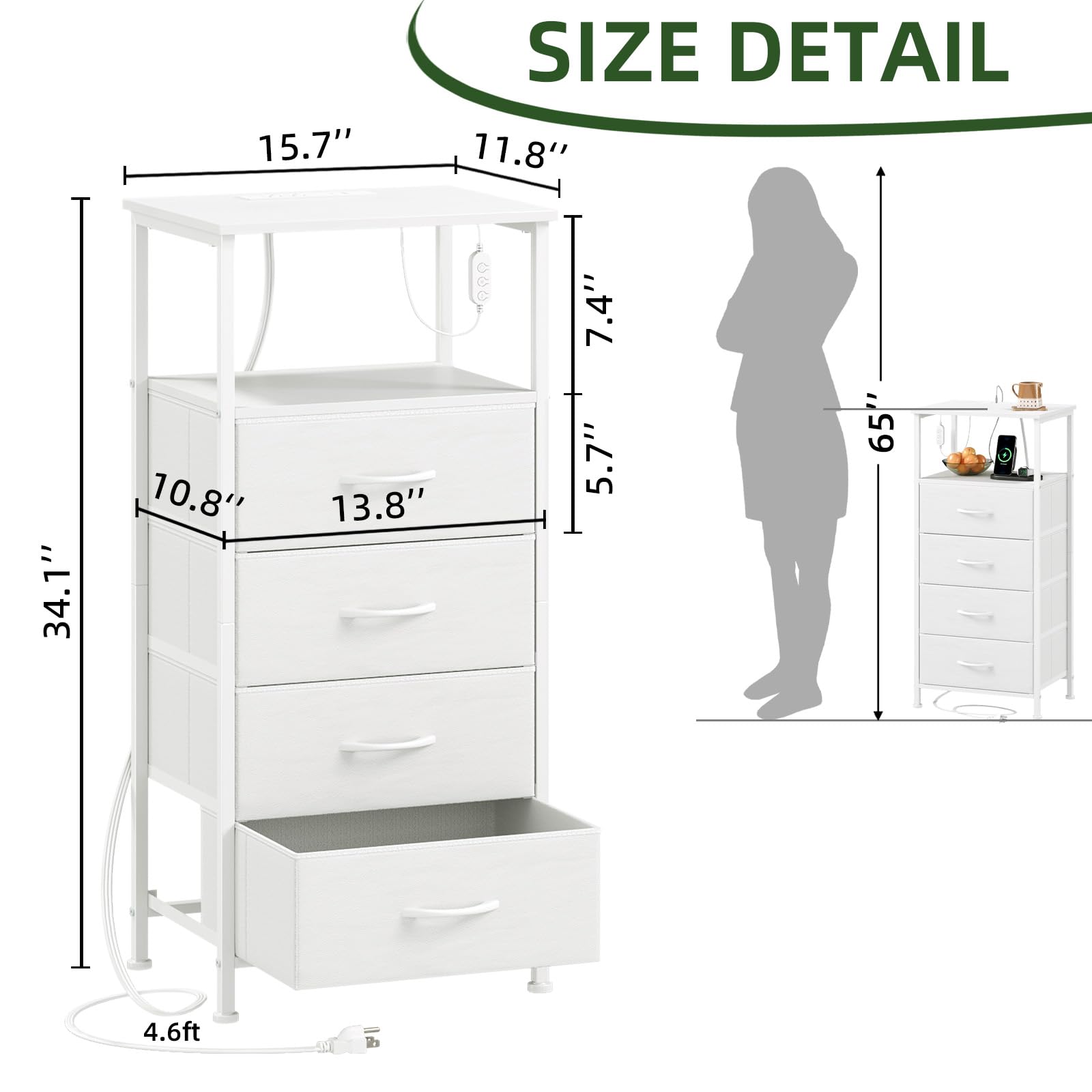 Somdot nightstand sturdy frame and fabric drawers endure daily use