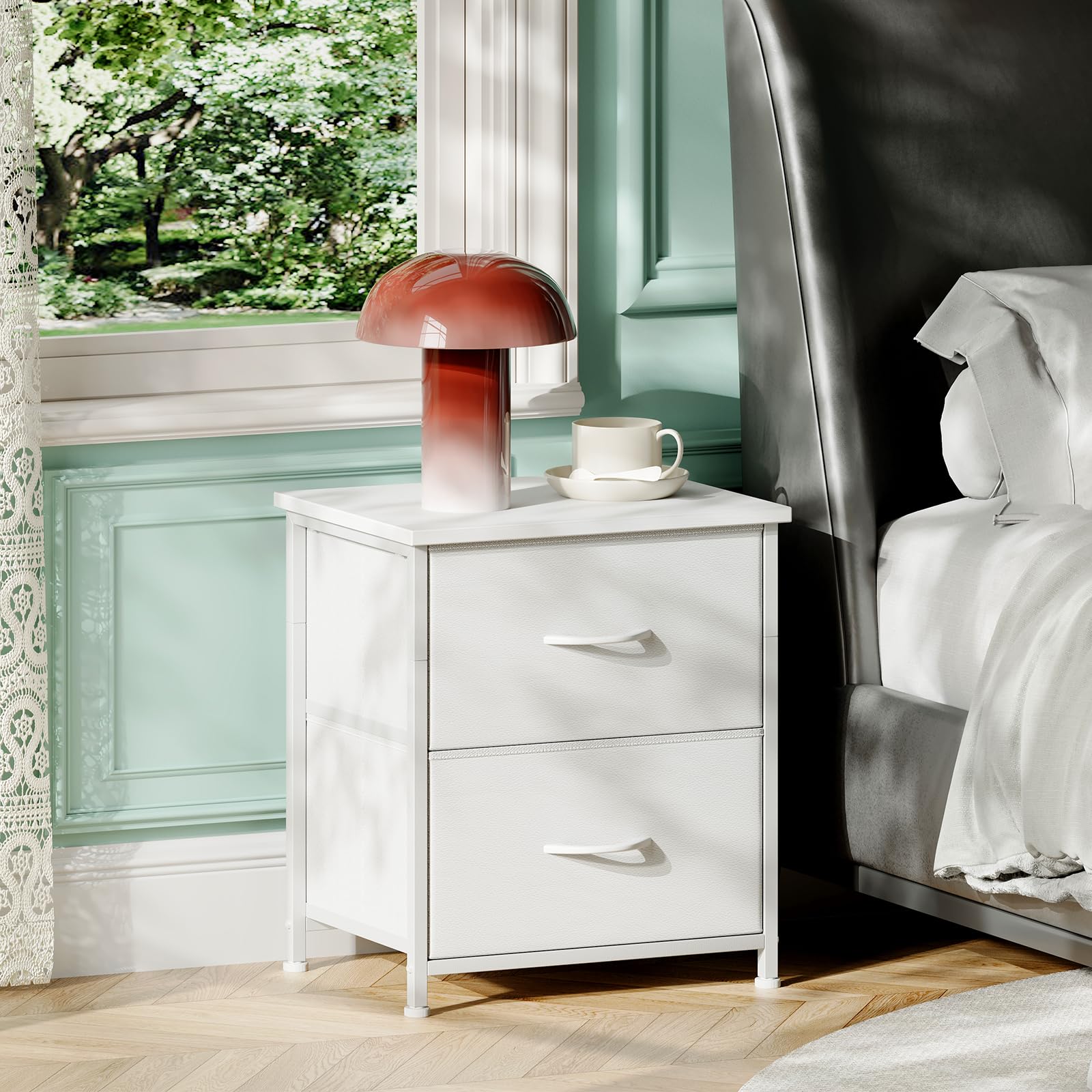 Somdot nightstand sturdy steel frame provides lasting stability.