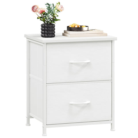 Somdot nightstand two-drawer with white leather top for compact bedrooms.