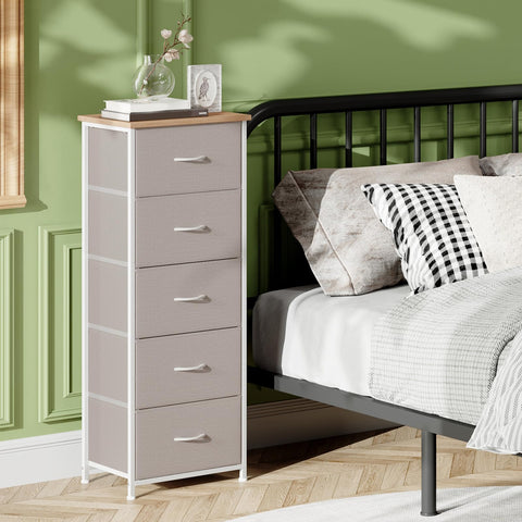 Somdot tall dresser ash grey drawer close-up highlighting bin organization