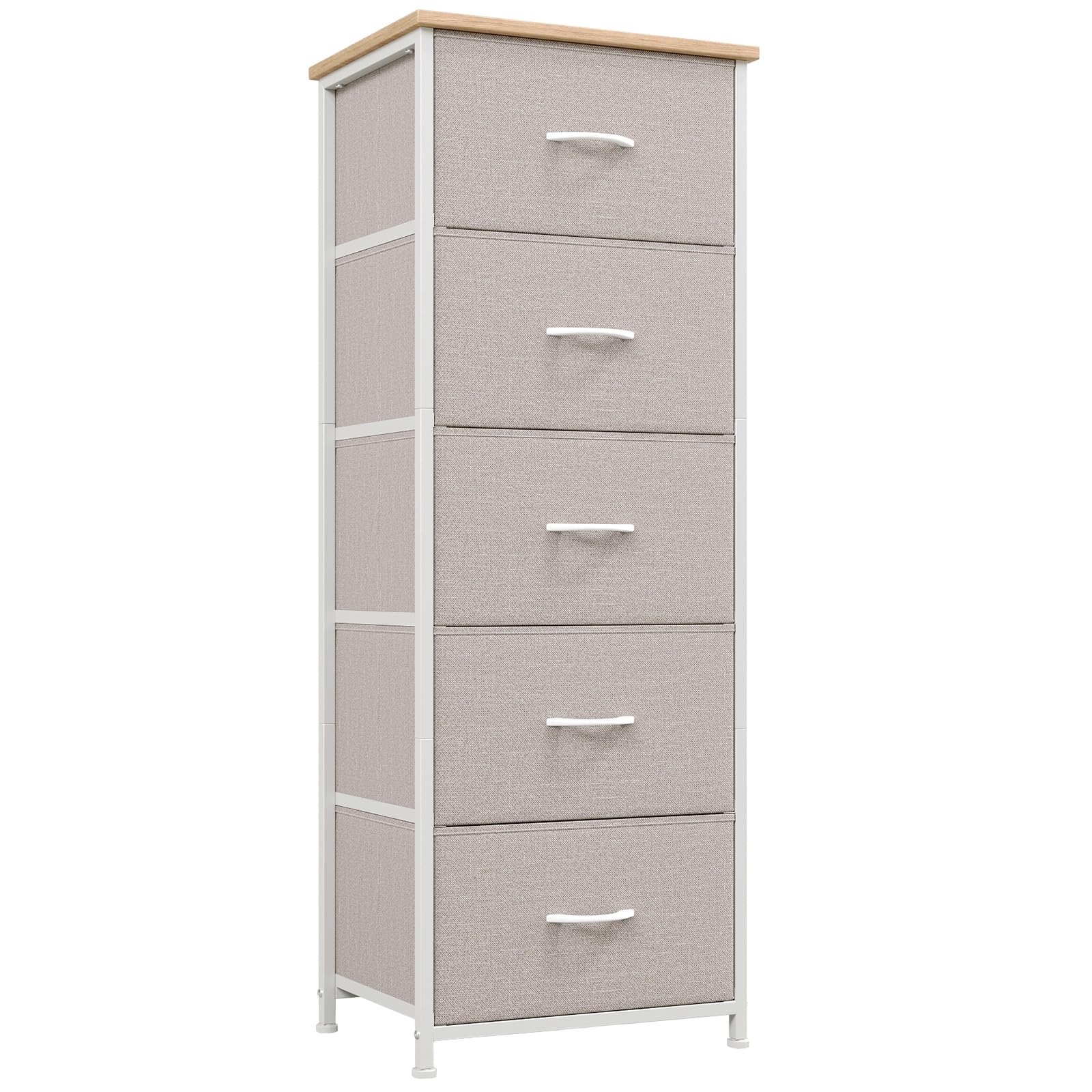 Somdot tall dresser ash grey front view showing five drawers for organized storage