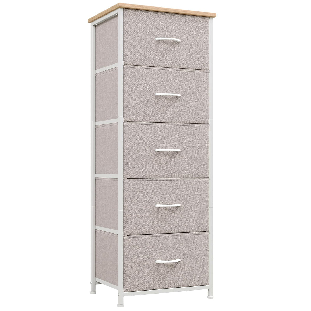 Somdot tall dresser ash grey front view showing five drawers for organized storage