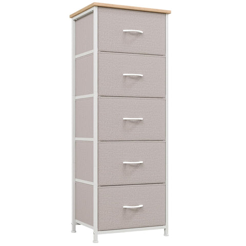 Somdot tall dresser ash grey front view showing five drawers for organized storage
