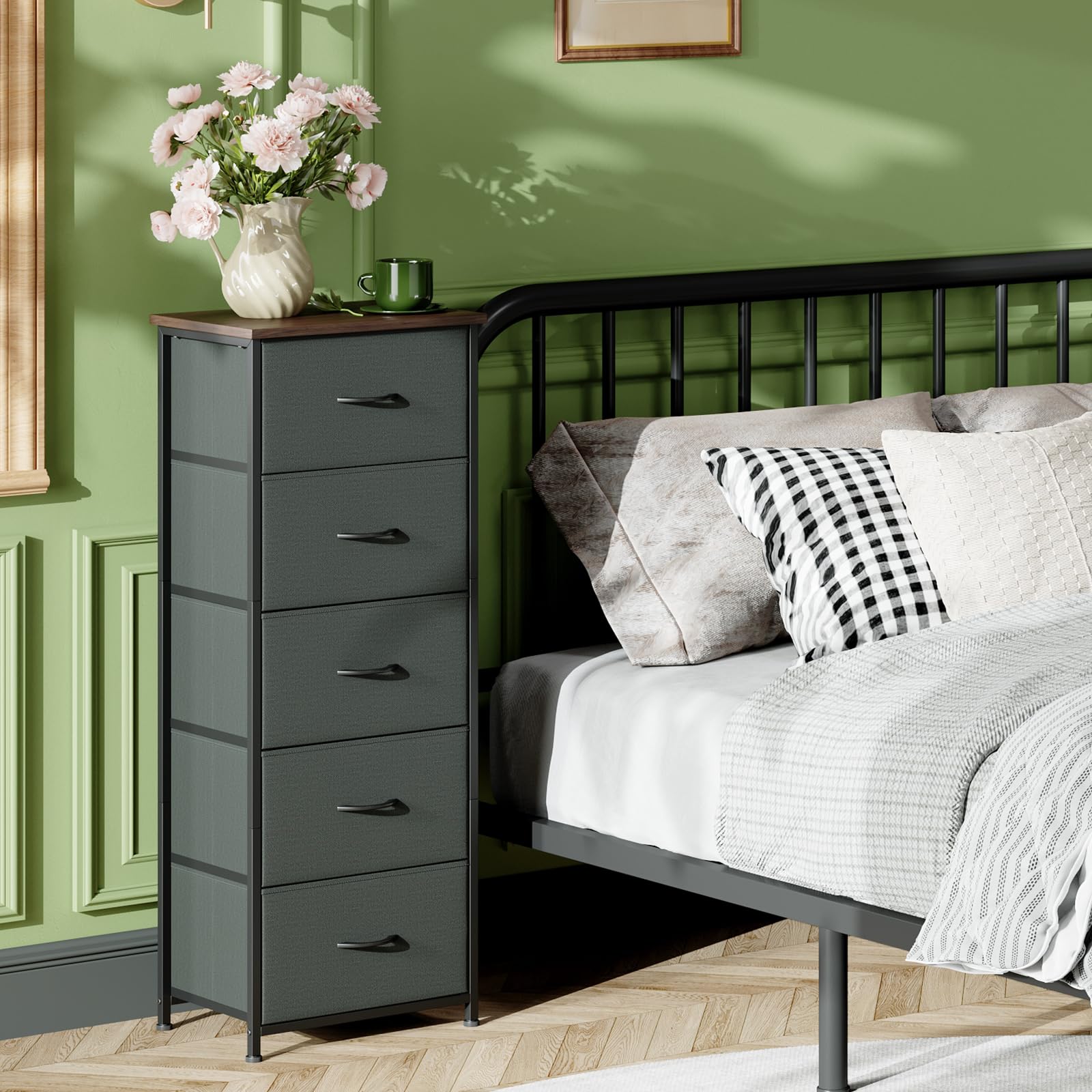 Somdot tall dresser drawer open highlights easy access for daily clothes.