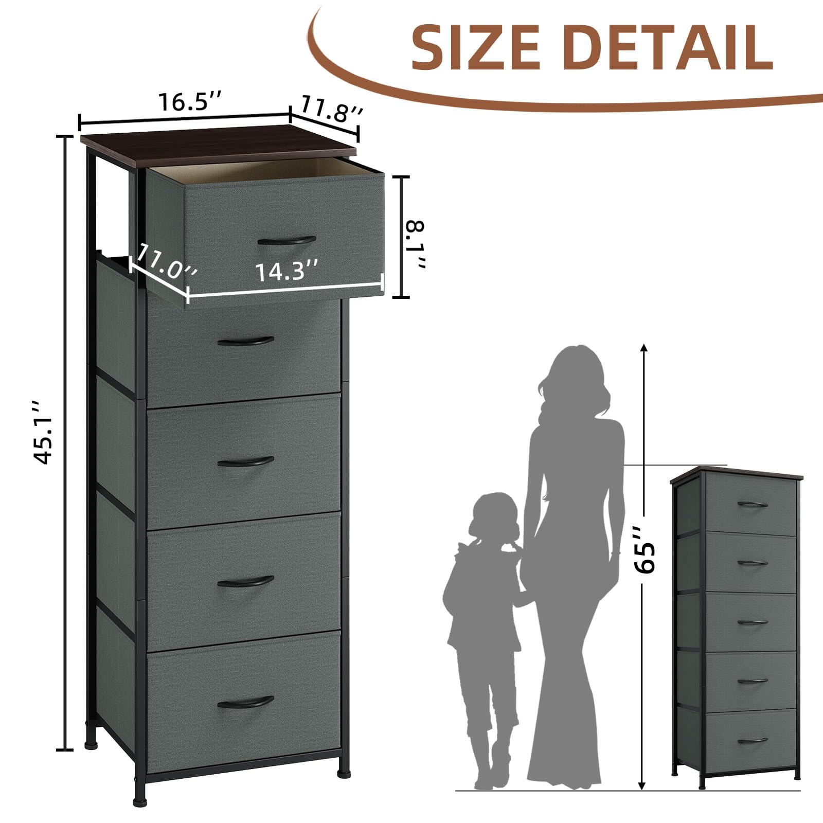 Somdot tall dresser fabric bins removed demonstrate flexible storage options.