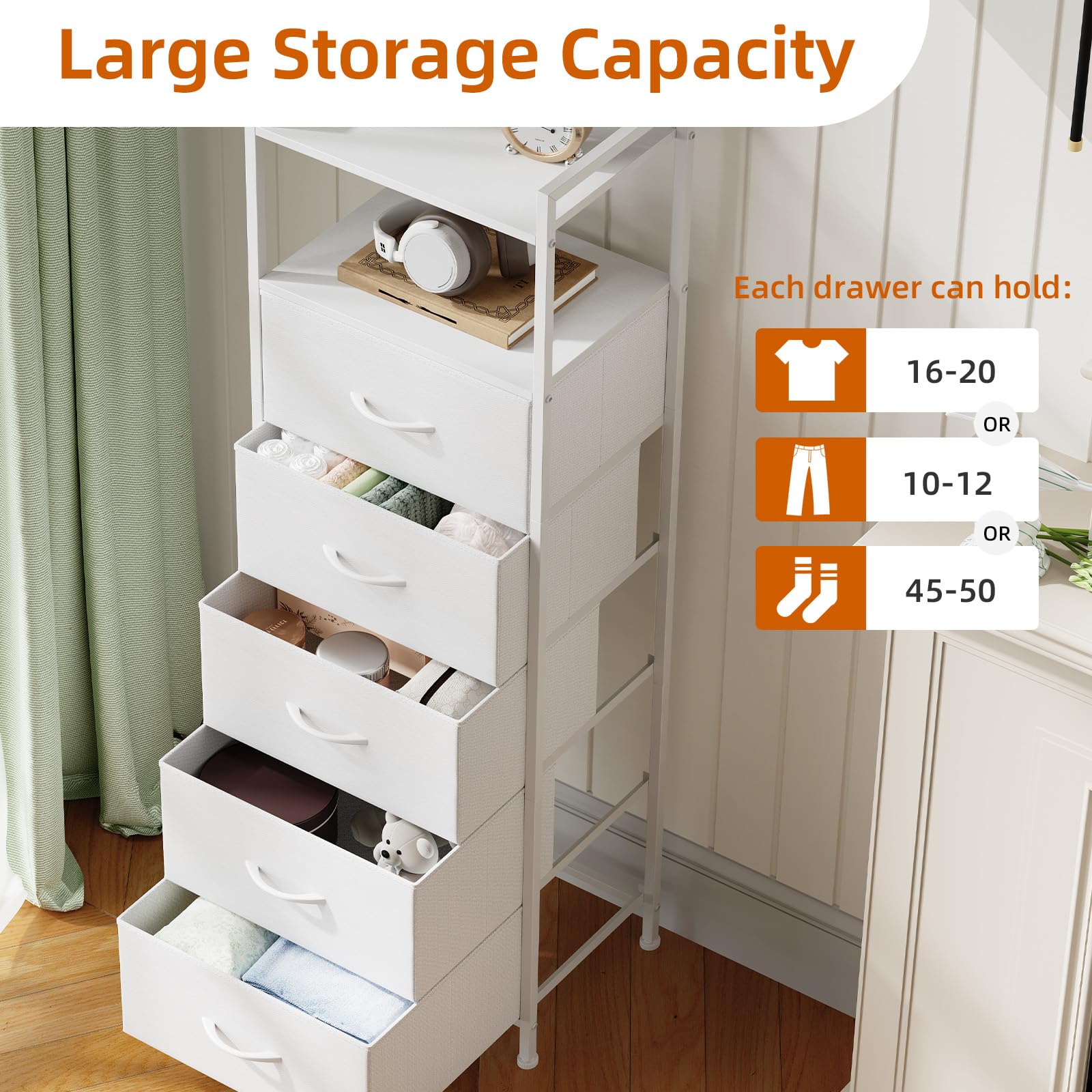 Somdot tall dresser placed in living room doubles as a side table.