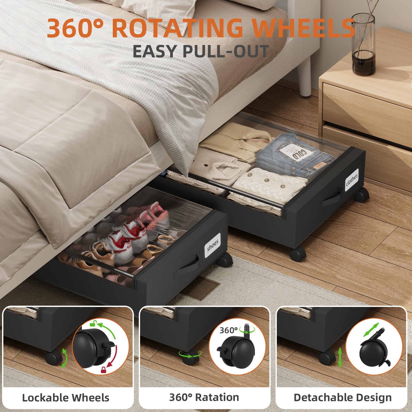 Somdot under-bed storage features a clear-view window for quick item spotting.