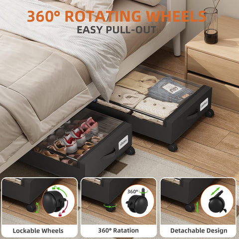 Somdot under-bed storage features a clear-view window for quick item spotting.