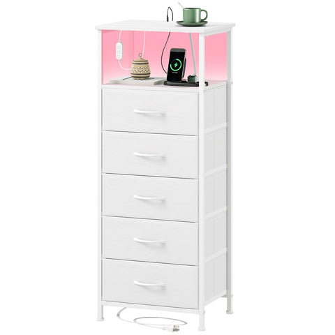 Somdot white nightstand charging-station beside bed powering devices easily