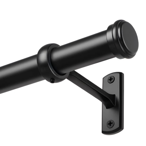 SOMINS black curtain rod outer section shows adjustable length for versatile windows.