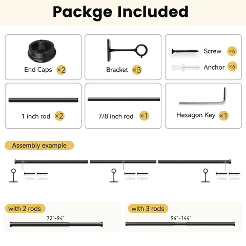 SOMINS easy-install hardware speeds up ready-to-use curtain rod setup.