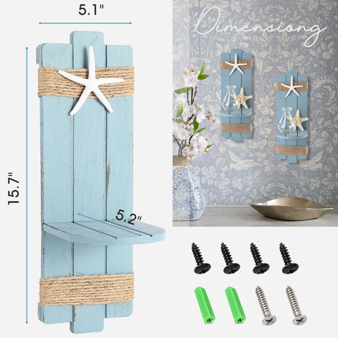 SOMTO Beach Starfish Wall Sconce wood detail showcases farmhouse rustic finish