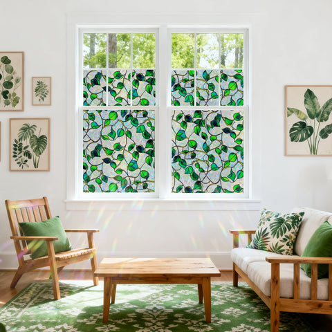 Somwise Botanical pattern window film adds floral decor