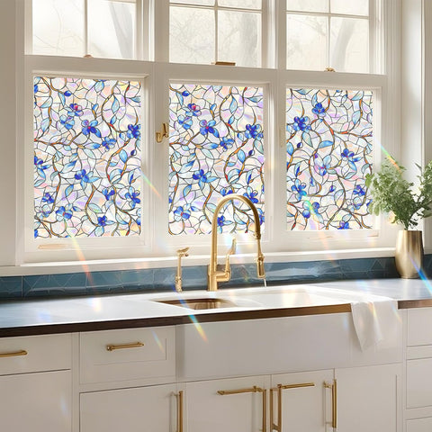 Somwise 3D holographic rainbow effect creates shimmering reflections across glass.