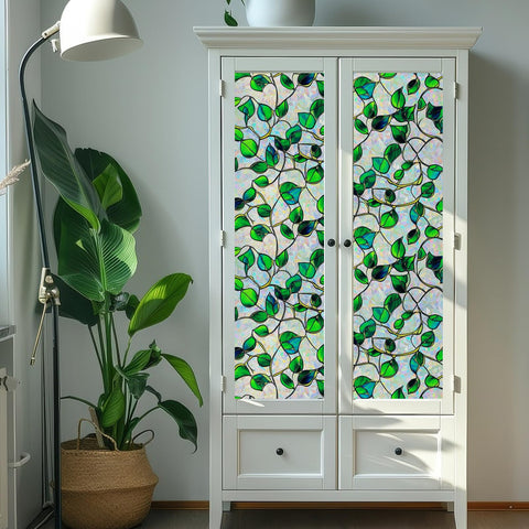 Somwise Rainbow Window Film features a blue-purple floral pattern for decor