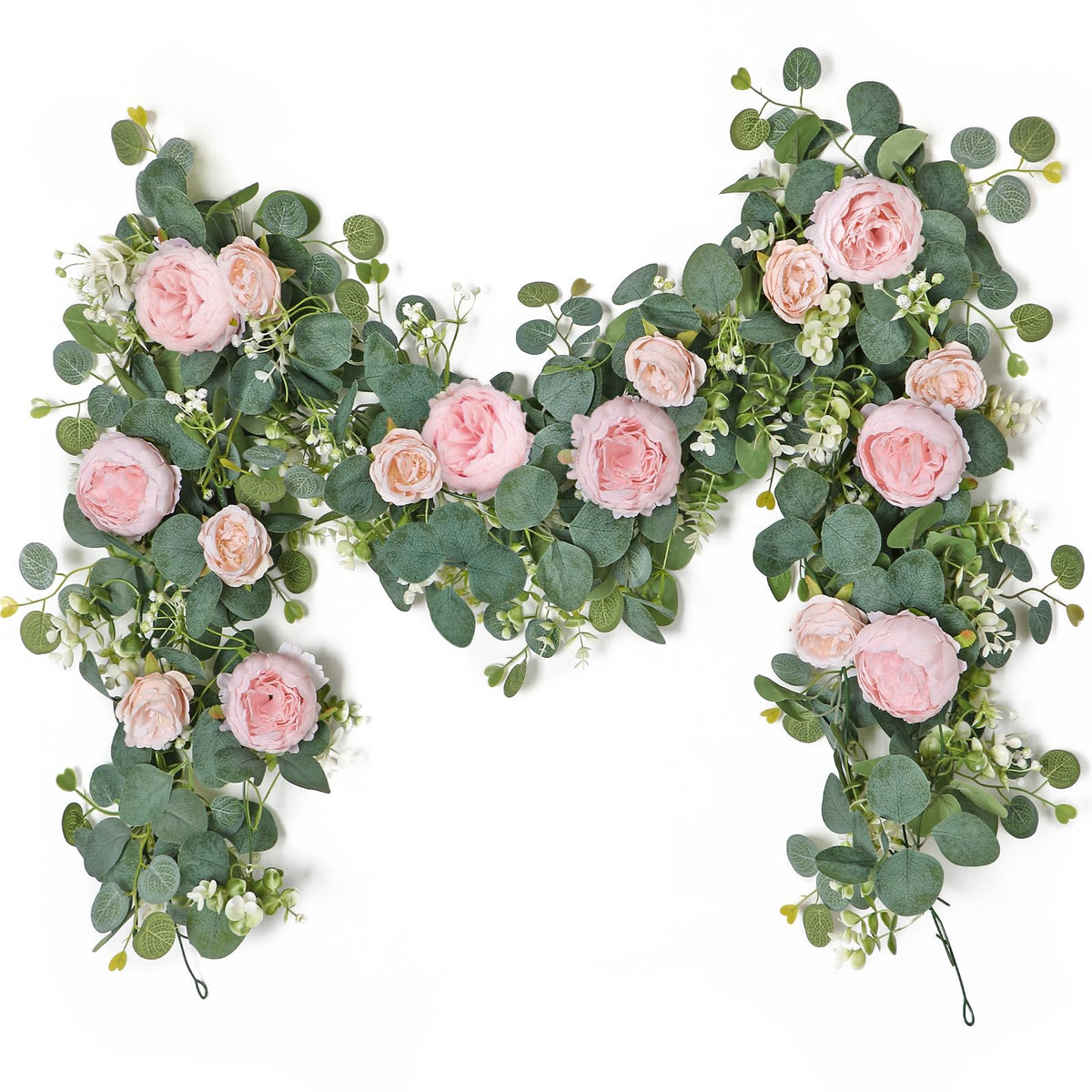 SOMYTING 2-pack 13ft flower garland in light pink blooms for elegant wedding decor