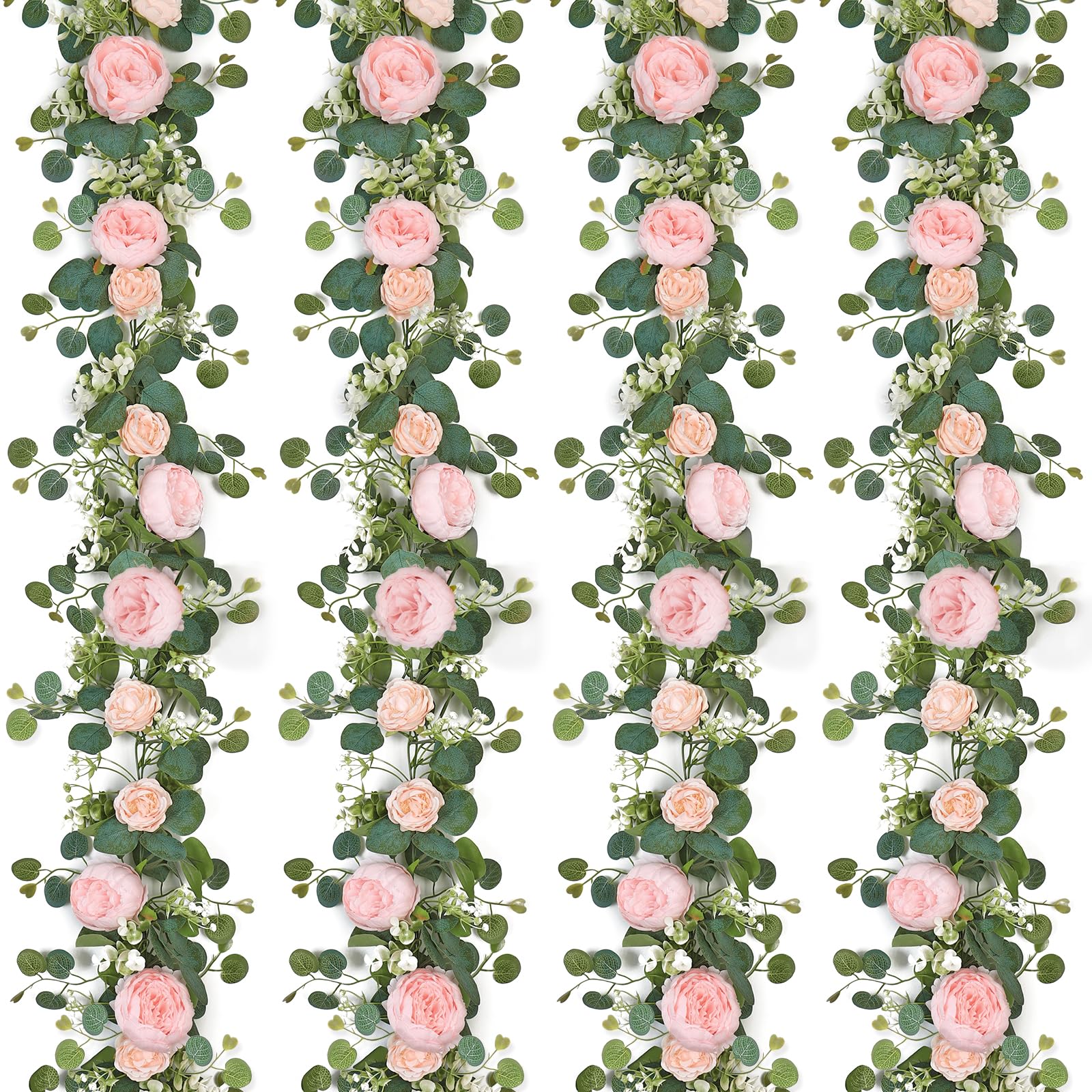 SOMYTING artificial garland with eucalyptus in light pink for wedding arches.