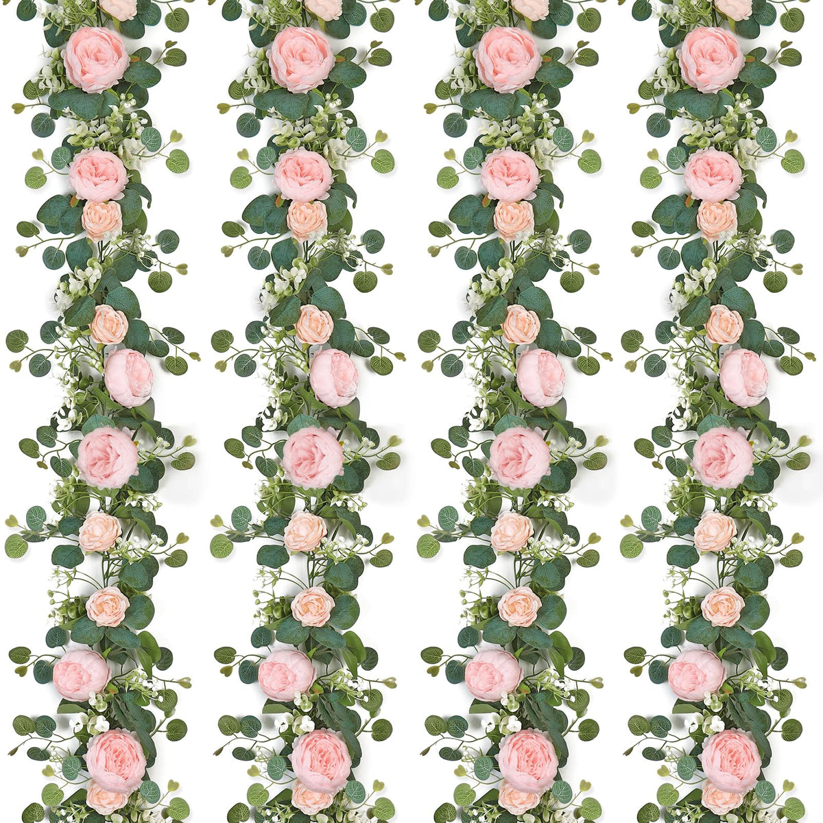 SOMYTING artificial garland with eucalyptus in light pink for wedding arches.