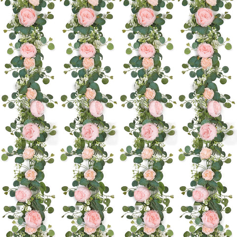 SOMYTING artificial garland with eucalyptus in light pink for wedding arches.