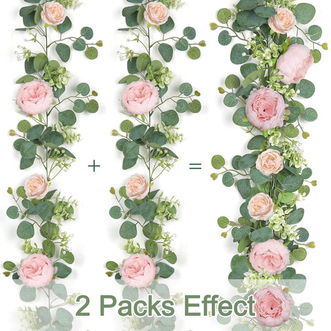 SOMYTING light-pink garland on table backdrop creates a gentle focal point.
