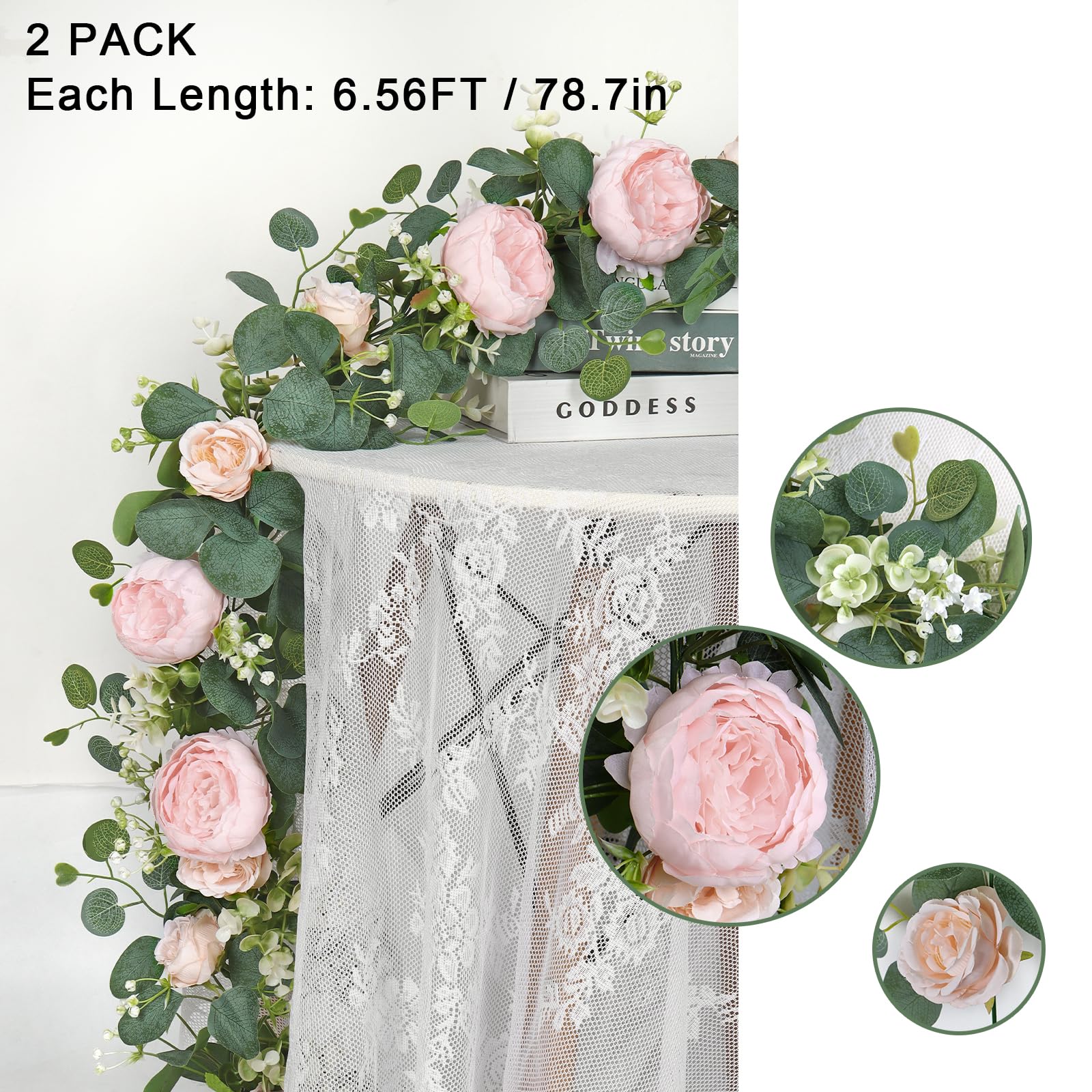 SOMYTING floral garland includes peonies, roses and gypsophila for lush decoration