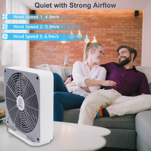 SONBION box fan in quiet operation for peaceful rooms.