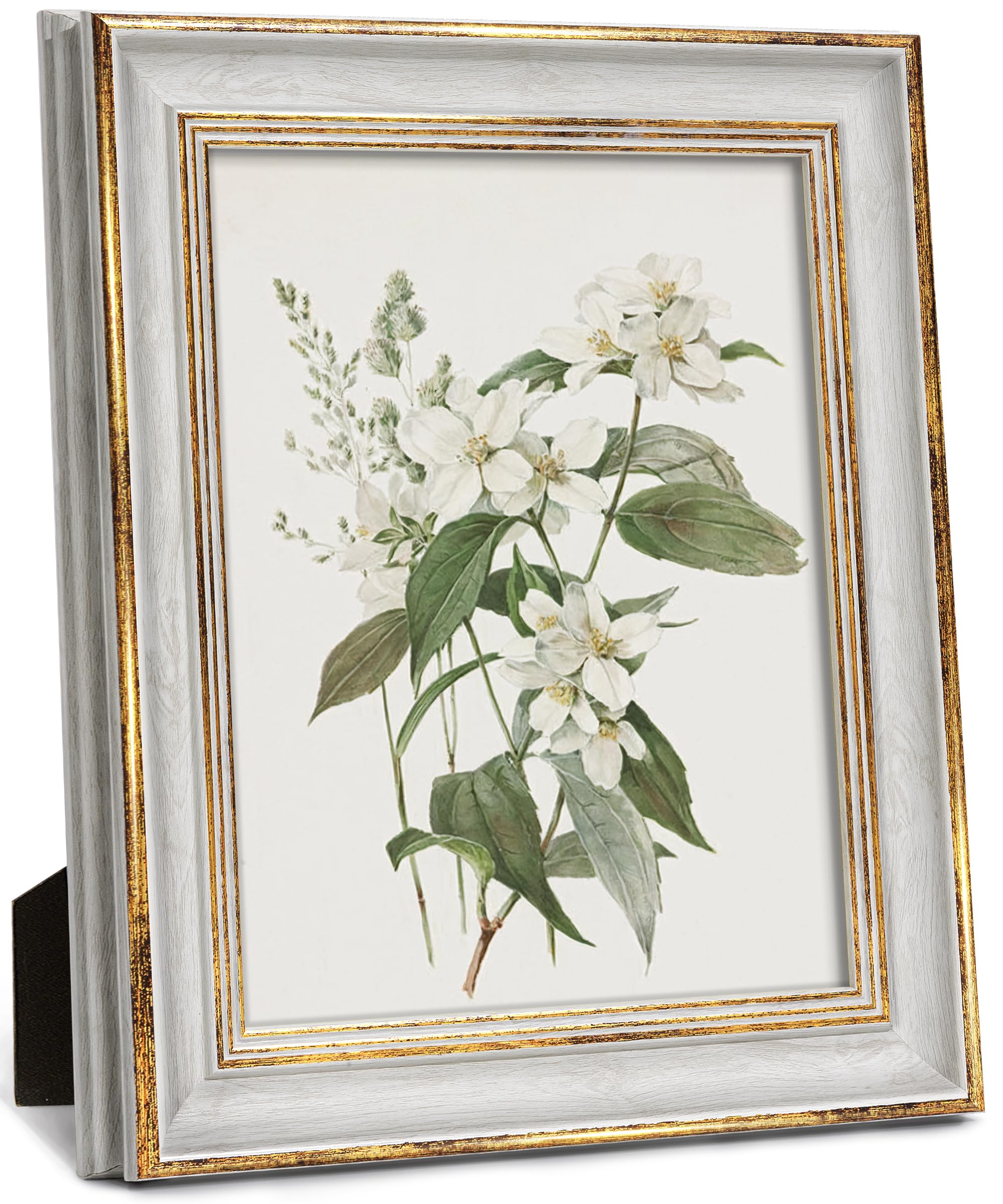Sonefreiy 8x10 white gold vintage frame for elegant wall display.