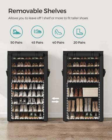 SongMics 10-tier tubes and connectors provide sturdy, reliable shoe storage.