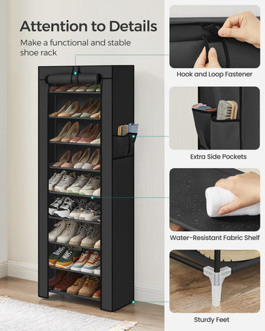 SONGMICS sturdy tubes and connectors ensure stable shoe storage