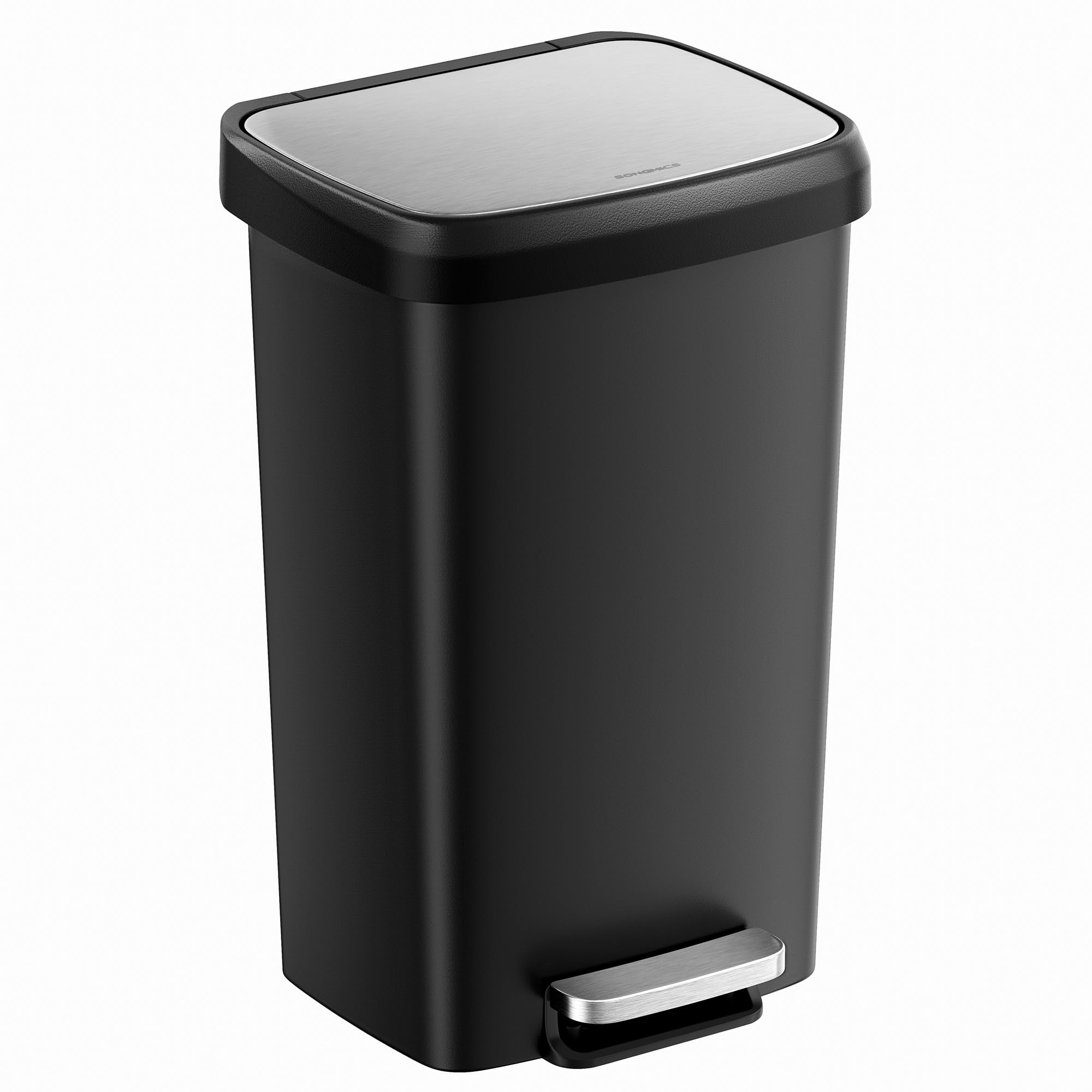 Songmics 12-gallon trash can with lid offers space-saving waste disposal