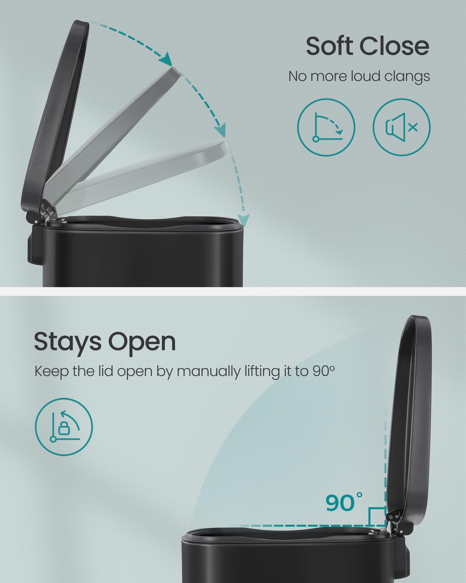 SONGMICS inner bucket bag hole helps secure bags for tidy disposal.