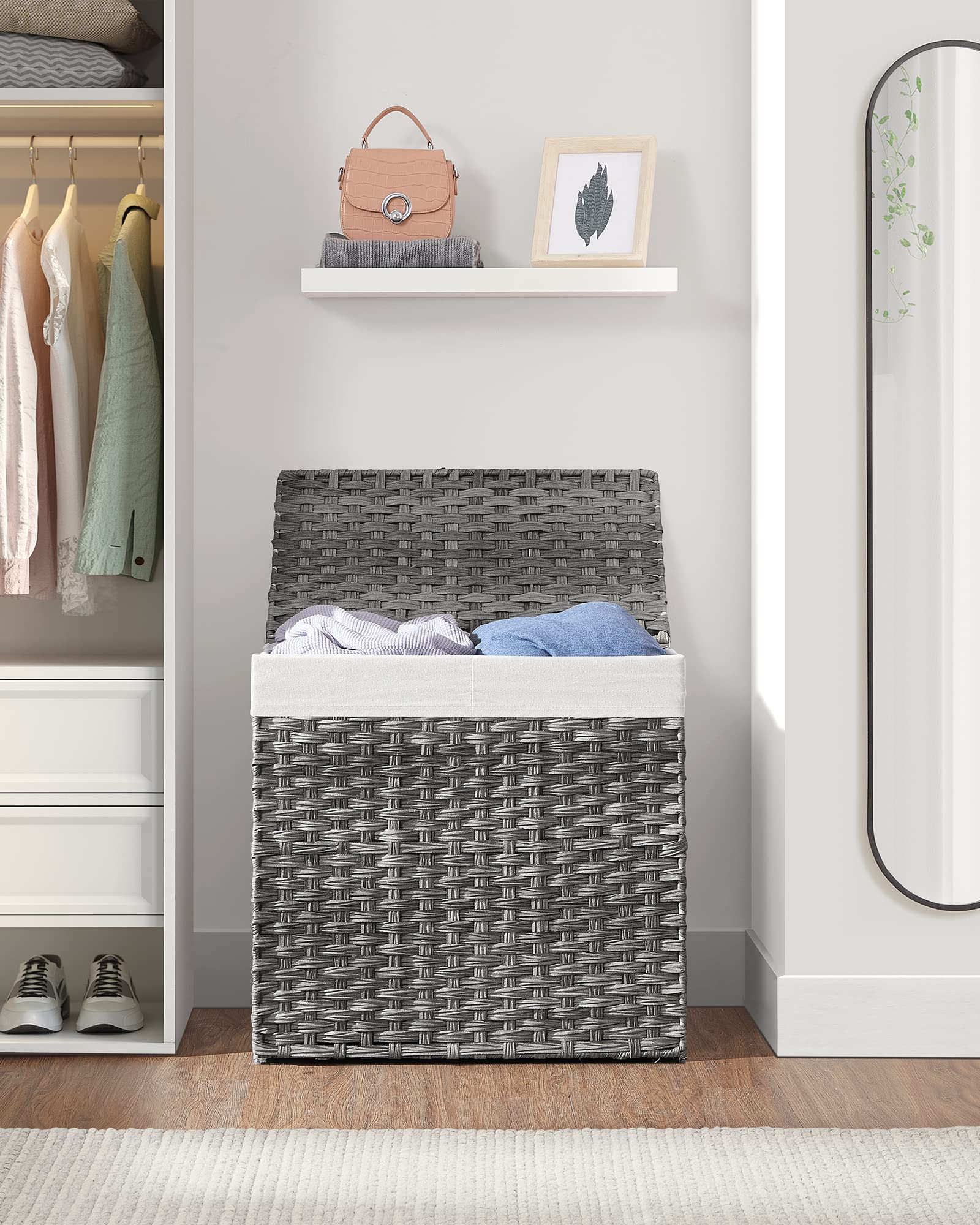 SONGMICS compact storage for bathroom or laundry areas.