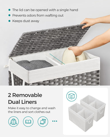 SONGMICS removable liners simplify switching loads and cleaning.