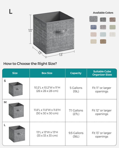SONGMICS 13-inch cube storage compatible design helps tidy shelves.