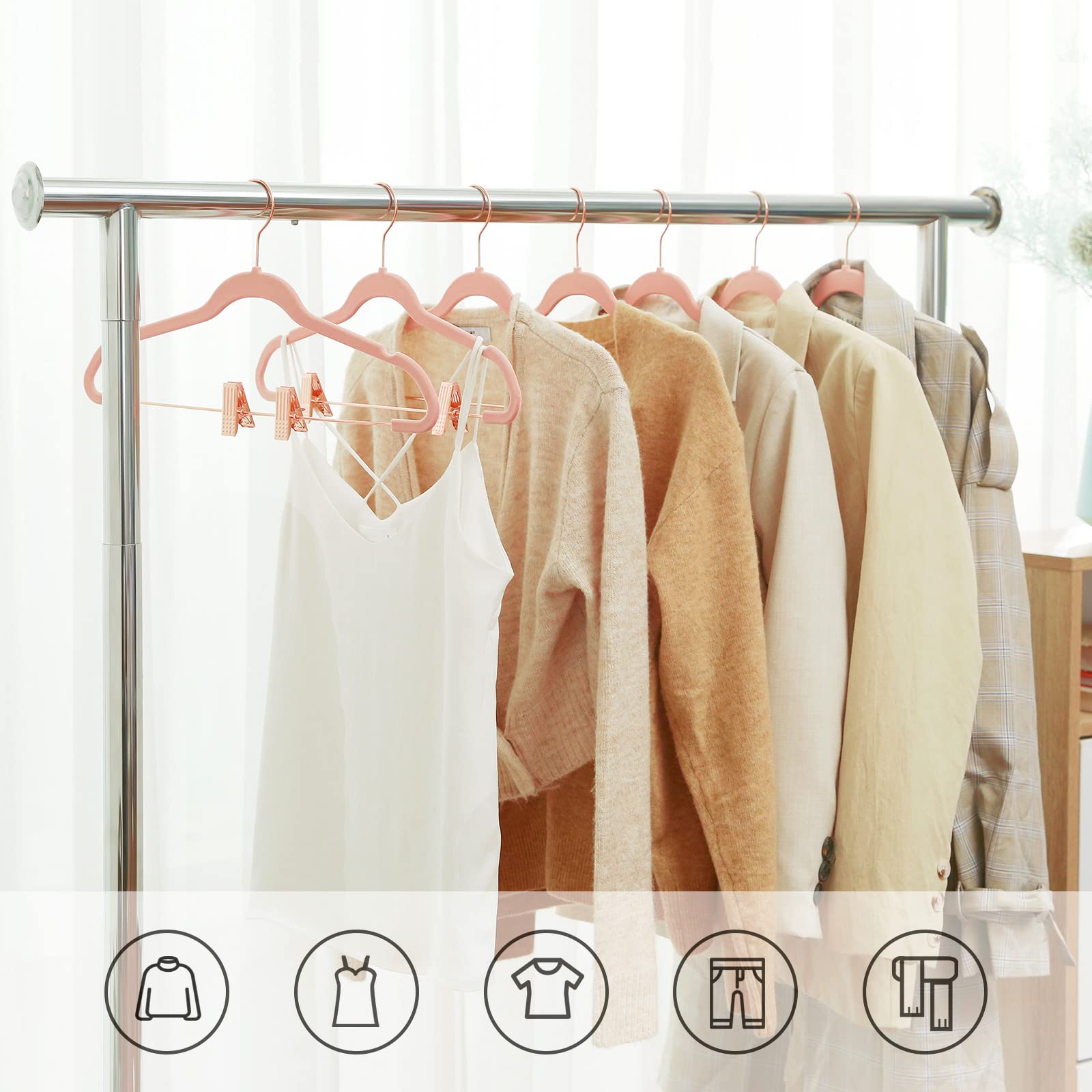 SONGMICS 16.7-inch coat hangers in velvet offer space-saving slim profile.