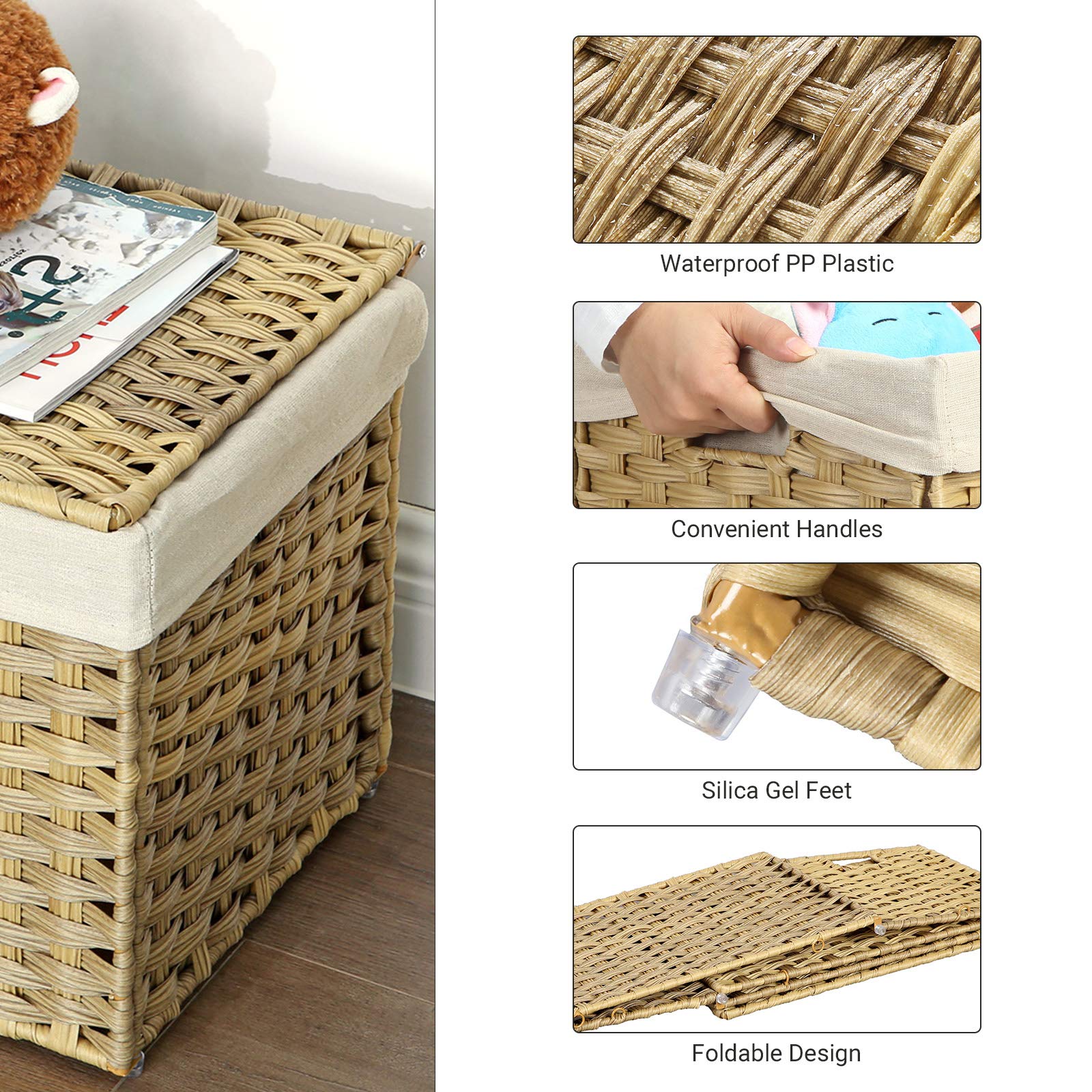 SONGMICS 160-liter capacity basket ready for clutter-free storage.