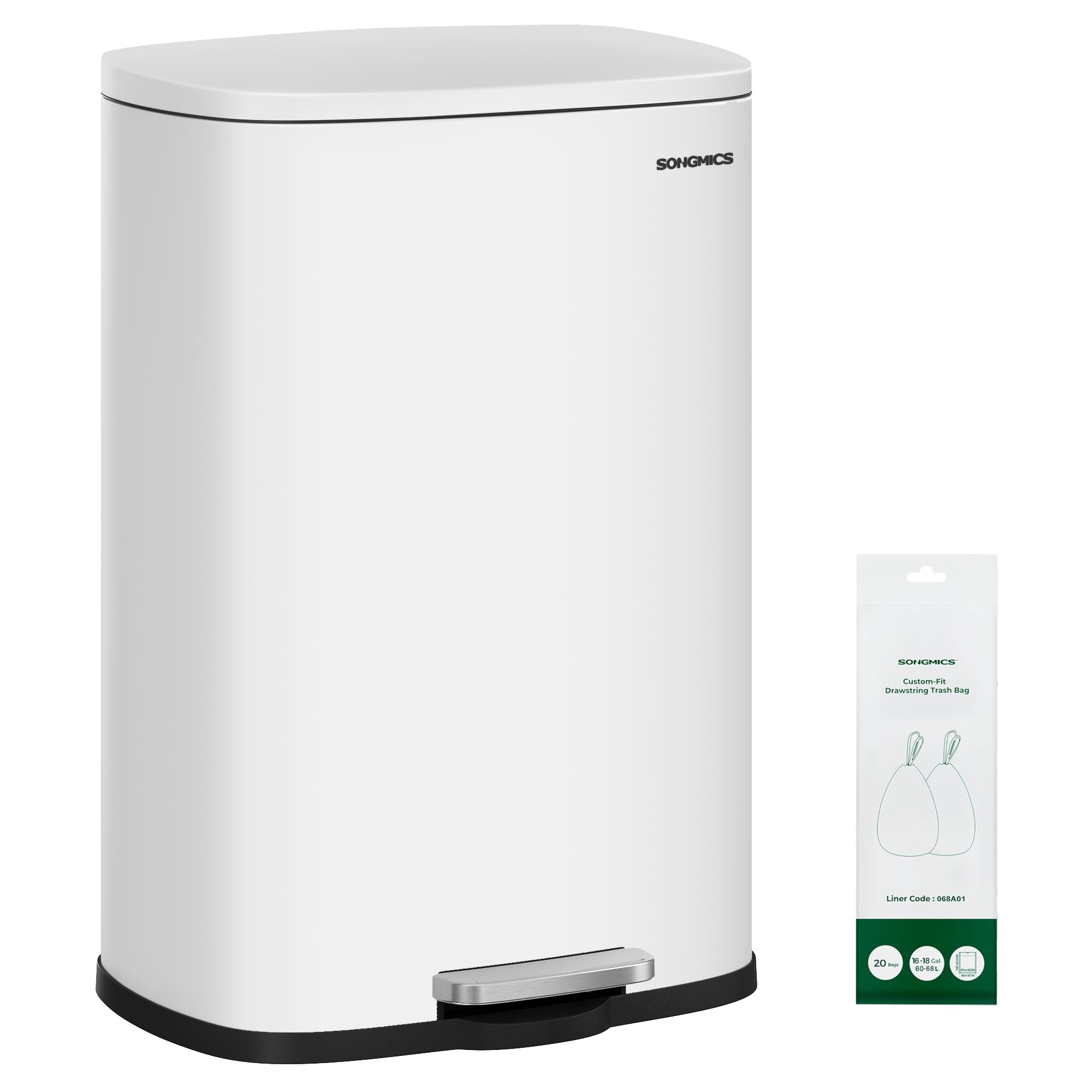 SONGMICS 20-gallon trash can front view with spacious capacity