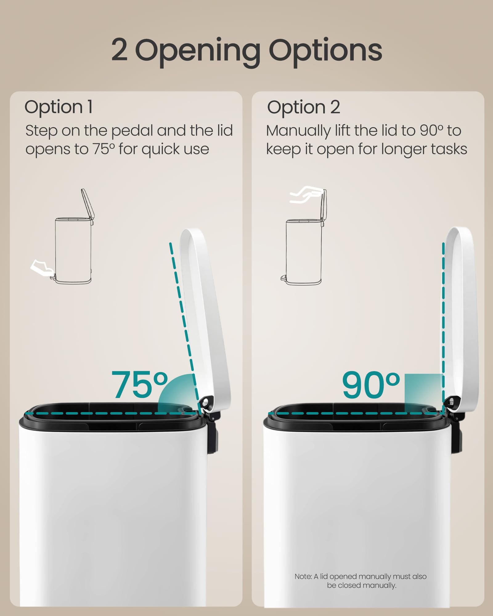 SONGMICS 20-gallon trash can inner bucket with bag hole secure liners