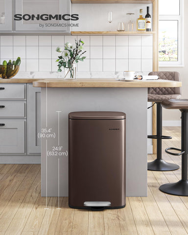 SongMics 20-gallon trash can stainless steel detail highlighting rust resistance and clean surface