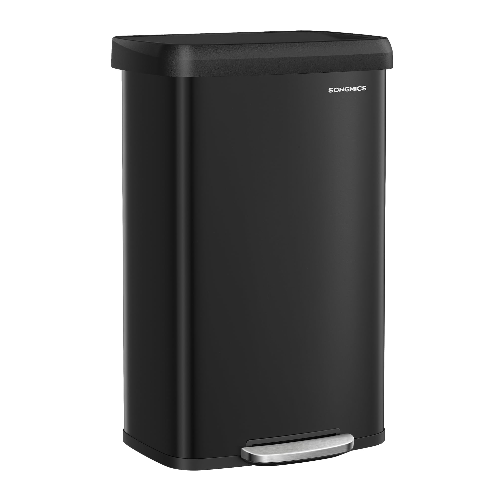 SongMics 21-gallon trash can front view in stainless steel with ample capacity for busy kitchens