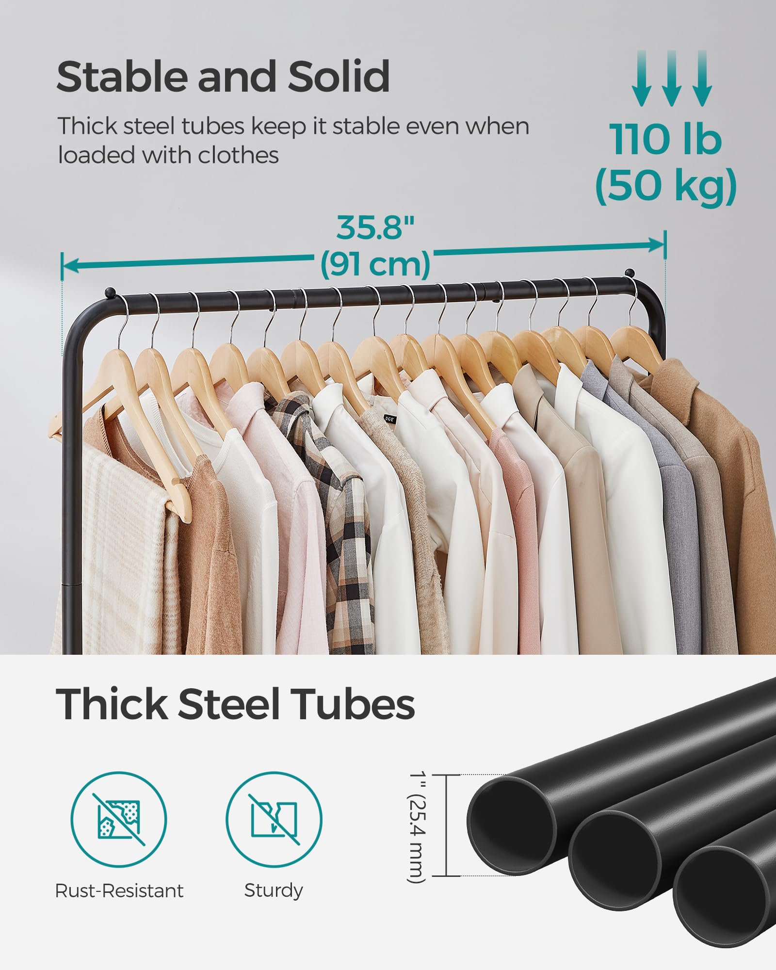 SongMics 25-4mm steel tubes frame for strong construction.