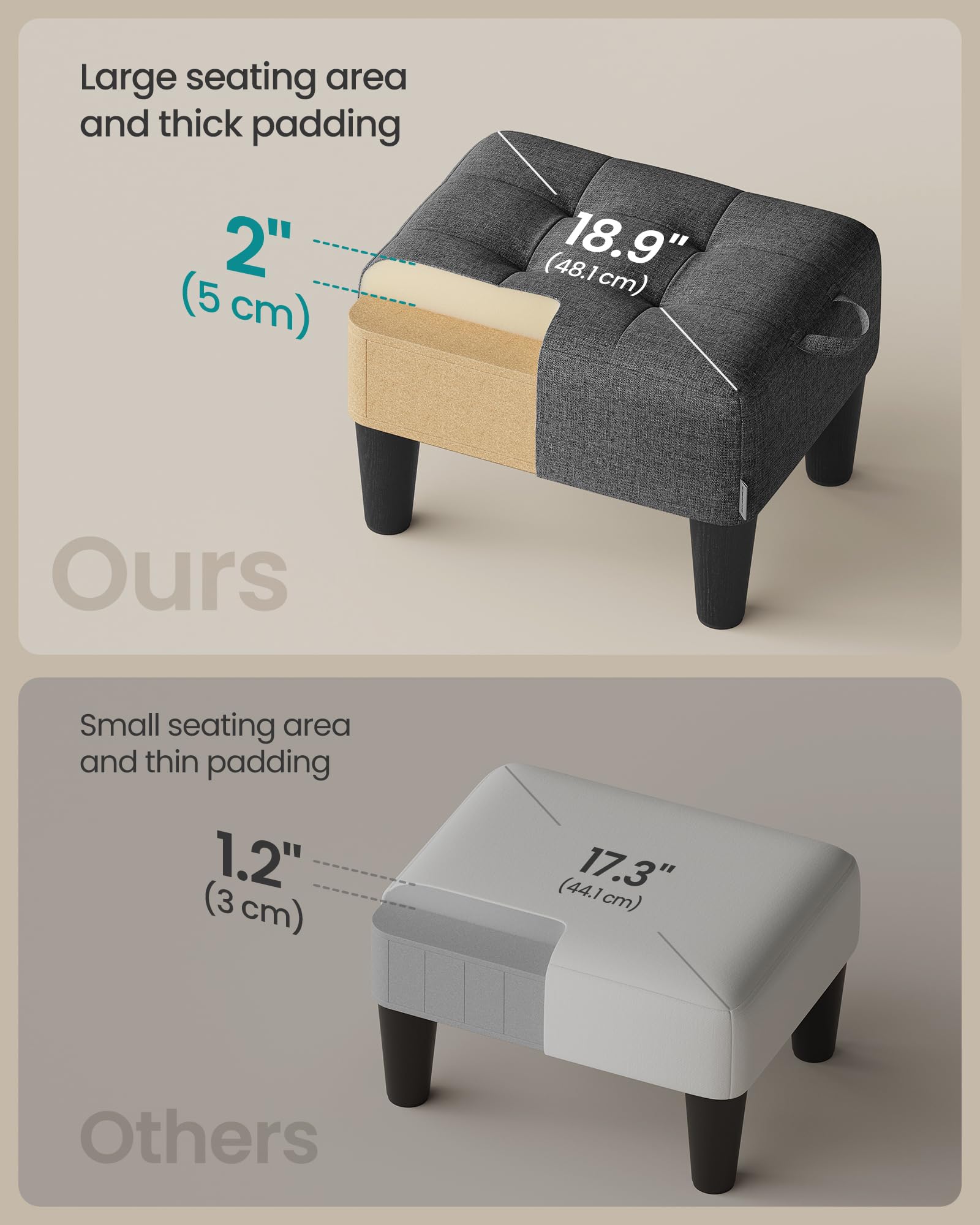 SONGMICS 2-inch foam padding delivers comfortable support for tired feet.